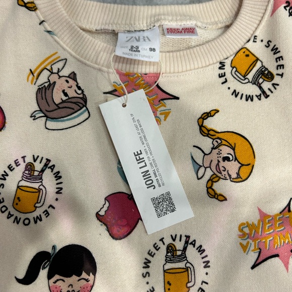 Zara Girls Sweet Vitamin Apple Lemonade Sweatshirt Size 2-3Y - Picture 5 of 6